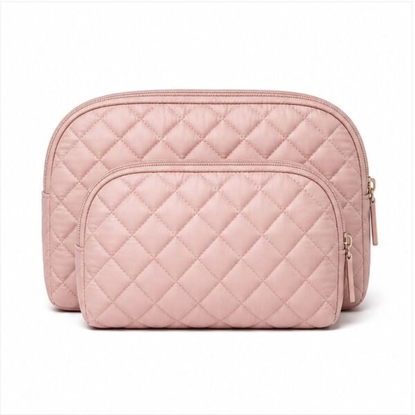 Quilted Cosmetic Pouch Set - back view Quilted Cosmetic Pouch Set - back view