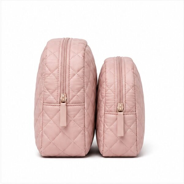 Quilted Cosmetic Pouch Set - side view Quilted Cosmetic Pouch Set - side view