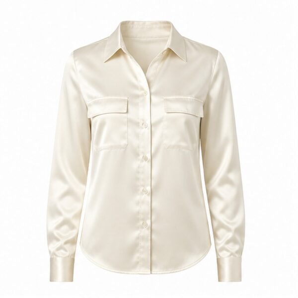 Women's Satin Utility Blouse - front view Women's Satin Utility Blouse - front view