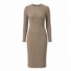 Women's Rib Knit Midi Dress - front view Women's Rib Knit Midi Dress - front view