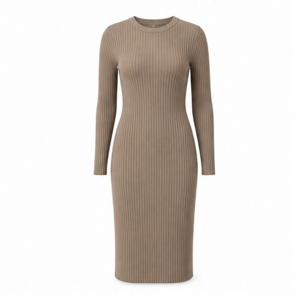 Women's Rib Knit Midi Dress - front view Women's Rib Knit Midi Dress - front view