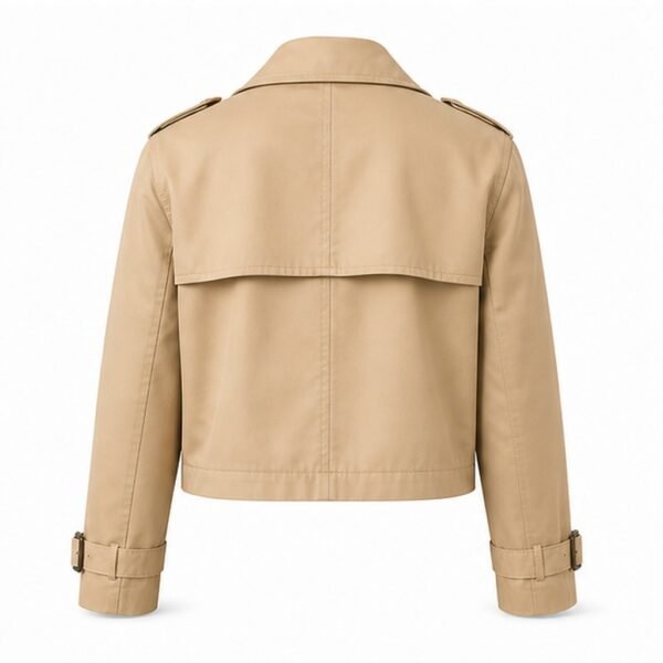 Women's Cropped Trench Jacket - back view Women's Cropped Trench Jacket - back view