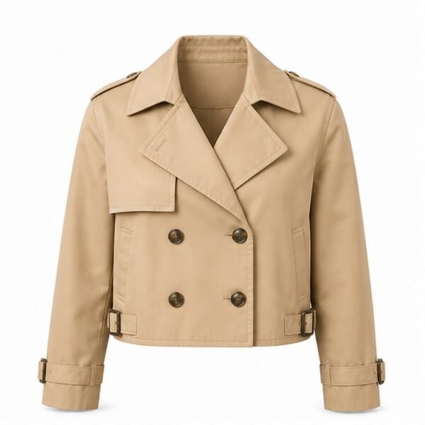 Women's Cropped Trench Jacket - front view Women's Cropped Trench Jacket - front view