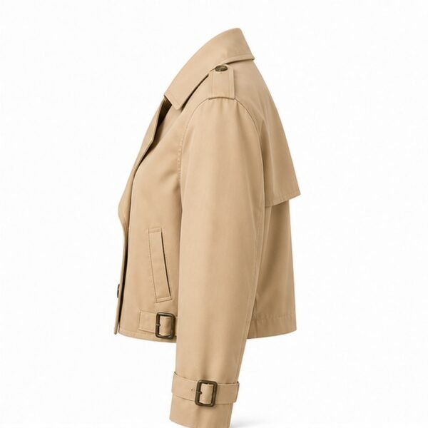 Women's Cropped Trench Jacket - side view Women's Cropped Trench Jacket - side view