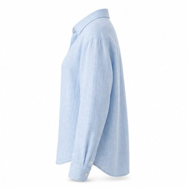 Women's Relaxed Linen Shirt - side view Women's Relaxed Linen Shirt - side view